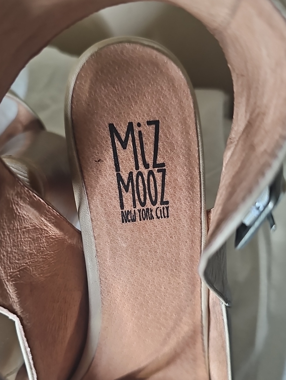 Miz Mooz Nude/Tan Leather Slingback Heels